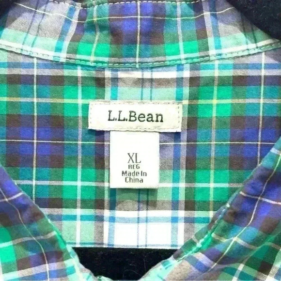 L.L Bean Blue, Green White Plaid Long Sleeve Button Shirt XL - Picture 3 of 5